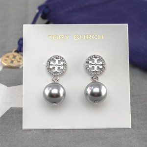 SALE: Tory Burch Miller Pavé Pearl Drop Earrings in Silver (Brand New)